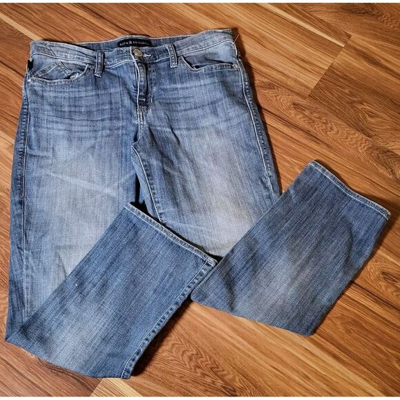 Rock & Republic Womens Size 12 Kendall Denim Jeans 32x25.5‎ Med Wash Embroidered - Picture 1 of 13
